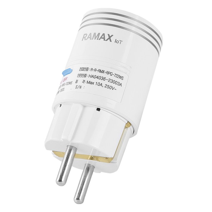 라맥스 스마트 플러그 1구 RPG722WS, 8.8cm, 화이트, 1개
