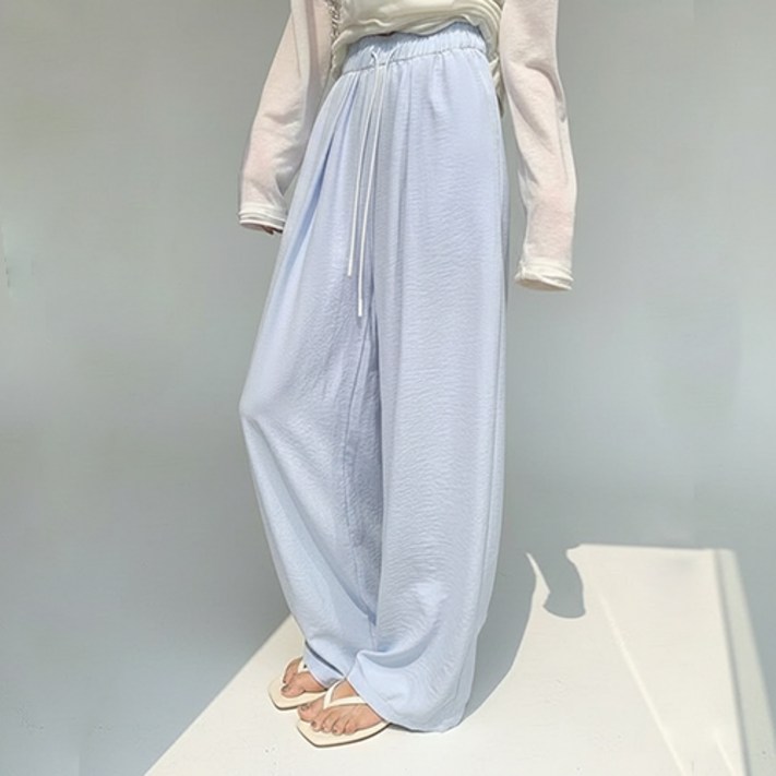 파라다이소 여성용 꾸안꾸 크림무드 쉬폰 루즈핏 와이드 팬츠