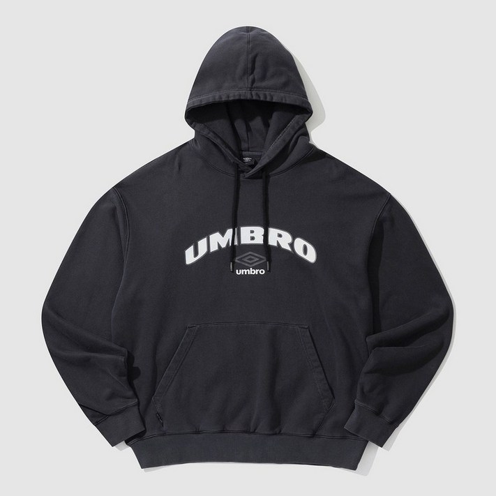 엄브로 남녀공용 피그먼트 다잉 후드티 UP123CHD11BLK