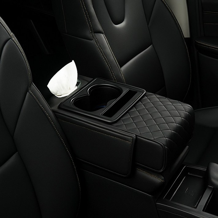 볼체 차량용 센터 콘솔 박스 쿠션 커버 컵홀더 수납함, 01.클래식 블랙