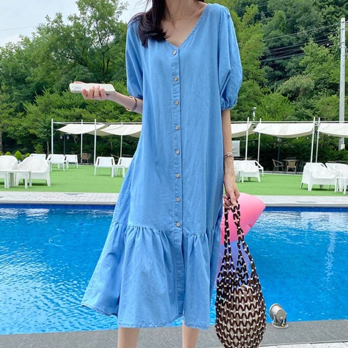 모니카룸 5577드디어 재입고 샵벌룬데님ops 원피스
