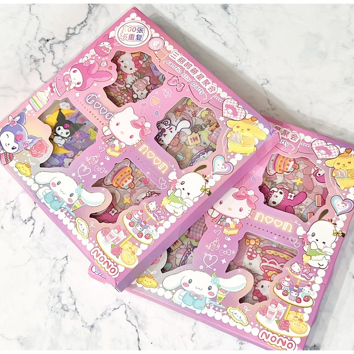 산리오 스티커 세트 100매 방수 다꾸 쿠로미 시나모롤 키티 마이멜로디, 1세트