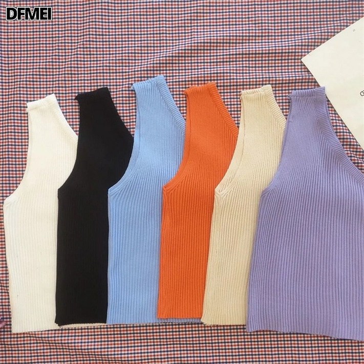 DFMEI 사선 어깨 언밸런스 나시 스판 나시 여