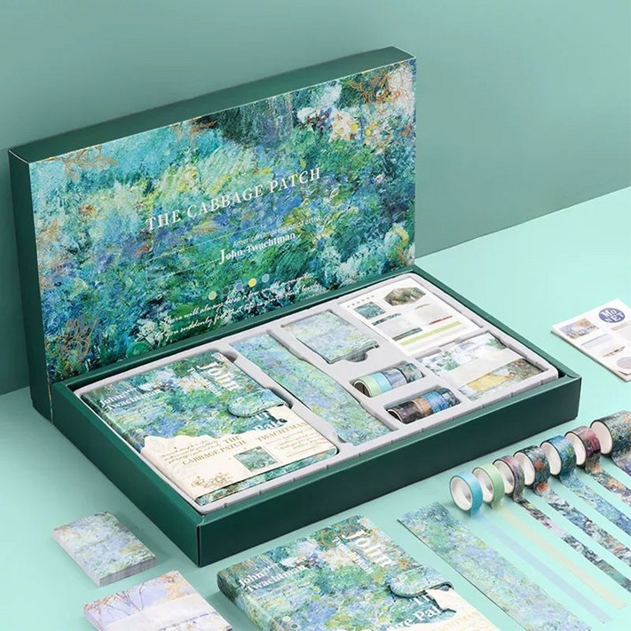 라인블루 감성 유화 다이어리 꾸미기세트, 포레스트 그린