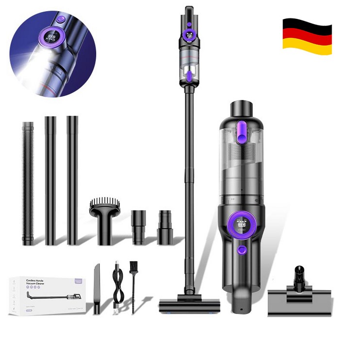 국내발송RichMagic 독일 16000pa브러시리스 더블 모터 강흡입력 디지털 디스플레이 LED 가정용 차량용 다용도 멀티 청소기