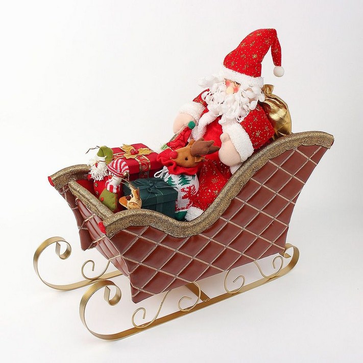 썰매 타는 산타크로스 크리스마스장식 산타인형, 단품, 1개