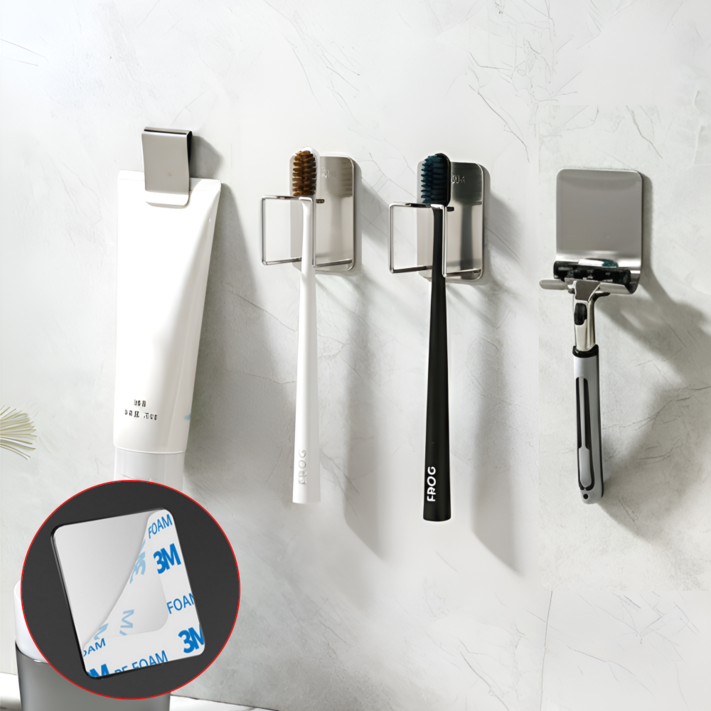 아르본드 강력부착 304스텐 칫솔걸이, 실버, 1개