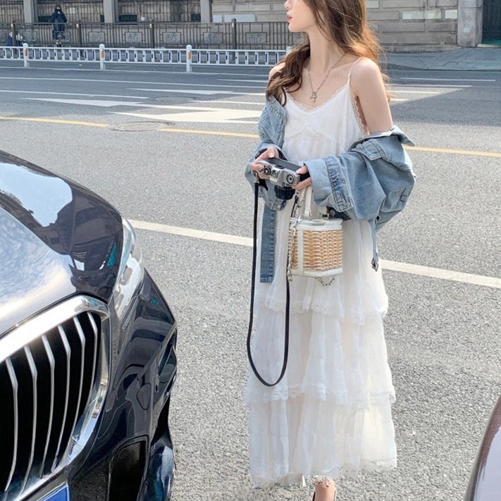 YBJ 여성 여름 원피스 이너 레이어 캉캉 나시 민소매