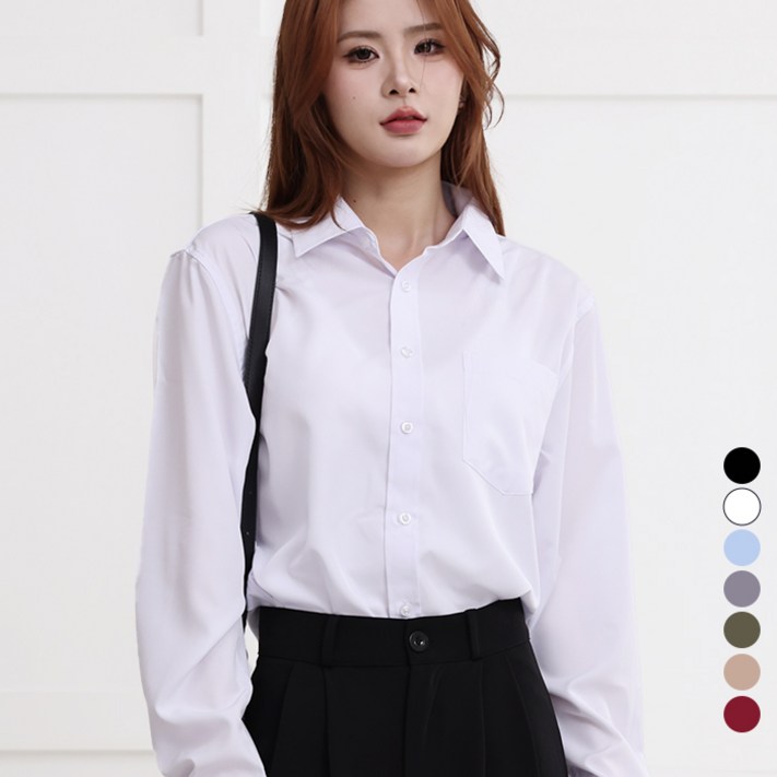 턴키 빅사이즈90130까지 여성용 찰랑 루즈핏 구김 적은 링클프리 스판 셔츠 남방 GNB9730