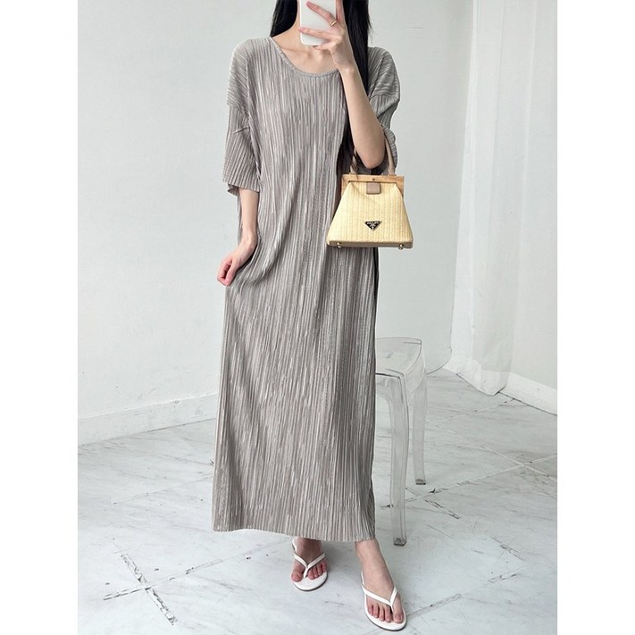 굿띵즈 빅사이즈 넘버원 플리츠 주름 롱 원피스