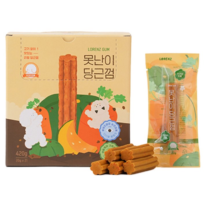 로렌츠 강아지 못난이 덴탈껌 21p, 당근, 420g, 1개 로렌츠 강아지 못난이 덴탈껌 21p, 당근, 420g, 1개