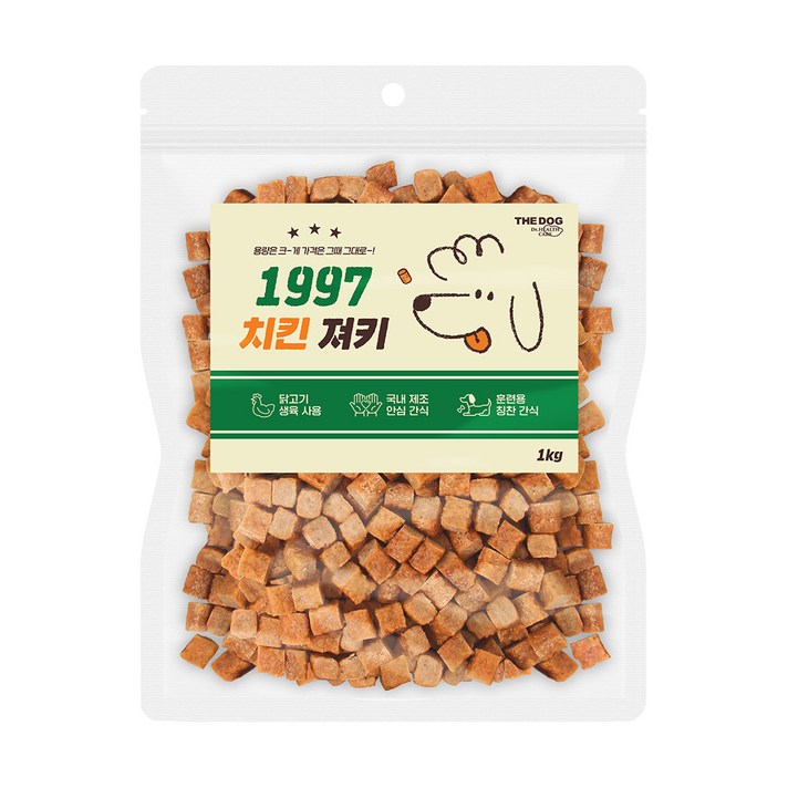 더독 강아지 간식 1997 져키, 치킨맛, 1kg, 1개