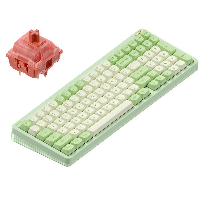 누피 저소음 블루투스 유무선겸용 기계식 키보드, 모히토, Halo96 V2영문 각인, 라즈베리축