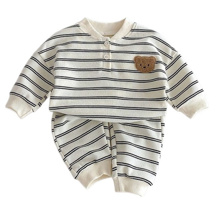 베베니즈 뽀글곰와펜 스트라이프 긴팔 상하복 세트