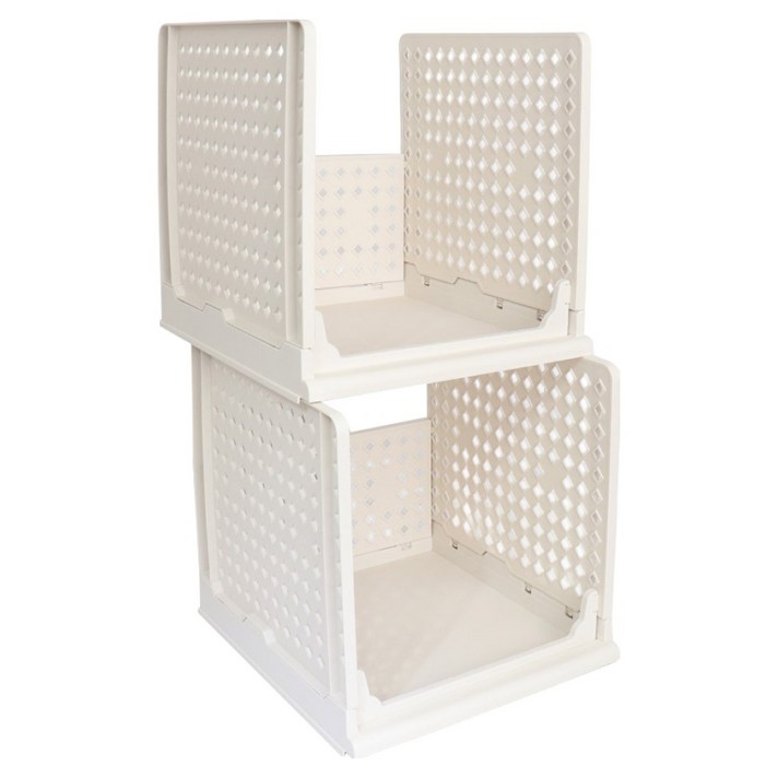 리빙선데이 접이식 슬라이딩 리빙박스, 화이트, 2개