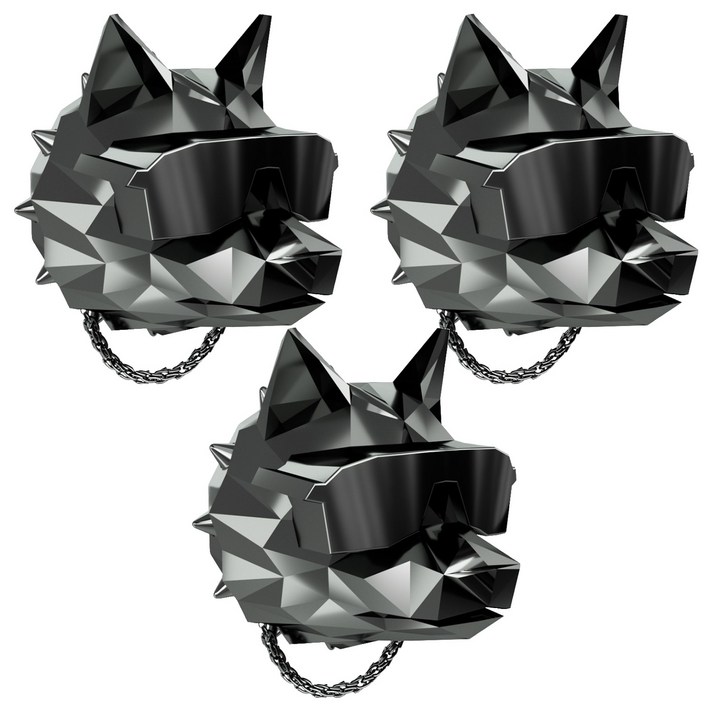 쓰리나인 힙한늑대 불독 프리미엄 차량용 방향제 크롬블랙, 3개, 클린코튼