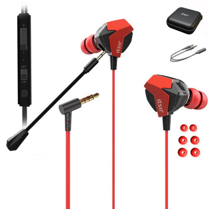 잇서 배그롤 프로 게이밍 이어폰 세트 3.5mm, 레드, BAGLOL Pro Gaming Earphone