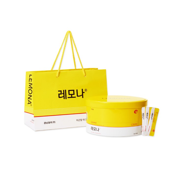 경남제약 레모나산 틴케이스 120포  쇼핑백, 240g, 1세트
