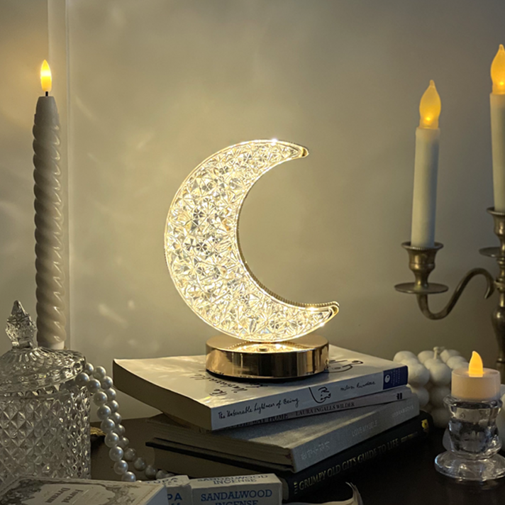 레나에너지 크리스탈 LED 인테리어 조명 초승 달 무드등, 혼합색상