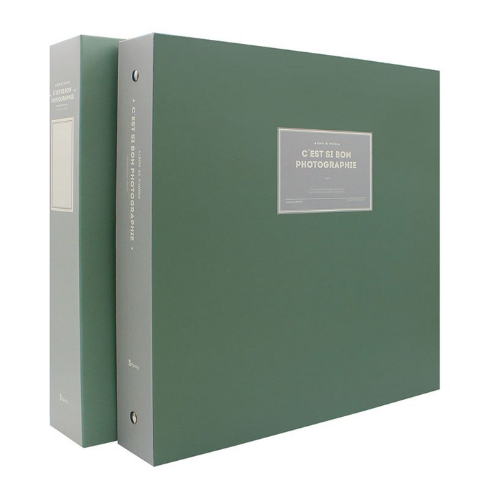 작은사진관 그랑데 대형 접착식내지 바인더 포토앨범, 그린, 50매