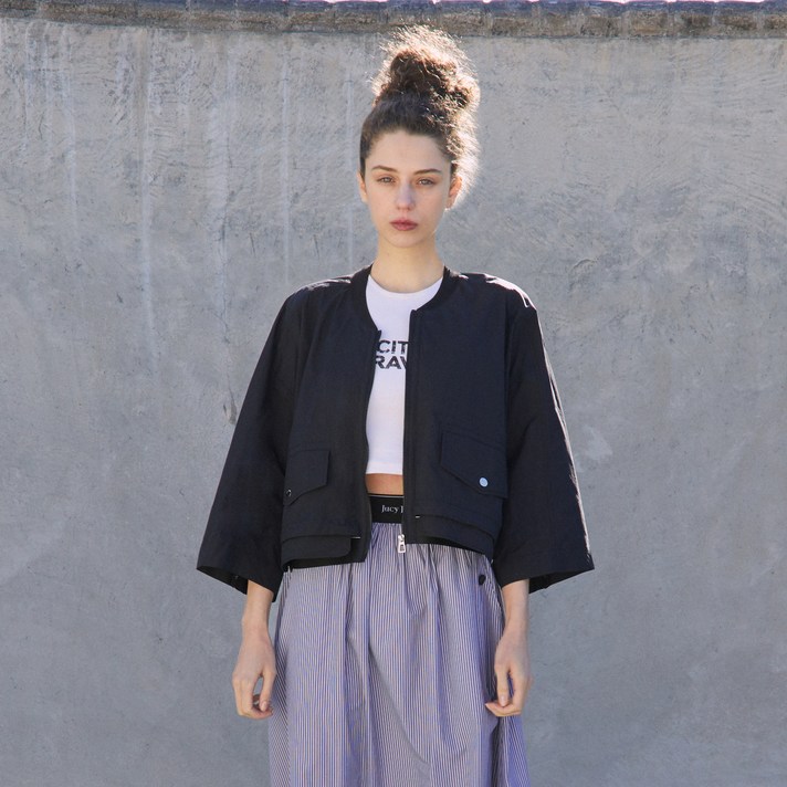 쥬시쥬디 여성용 로고 밴딩 7부소매 점퍼 JYJP32BA