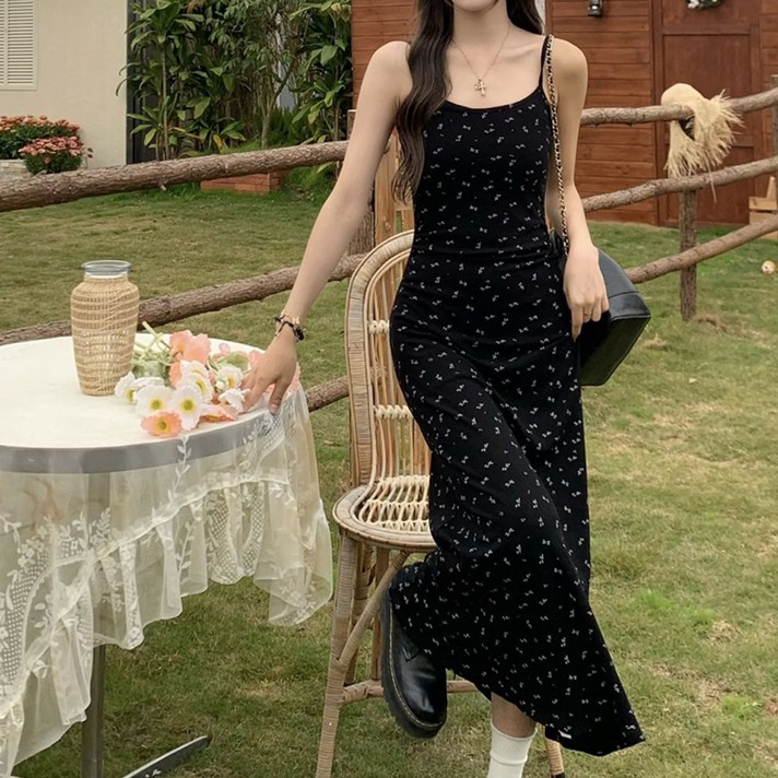 엘쏘 여름 나시 꽃무늬 여행 바캉스 롱 원피스