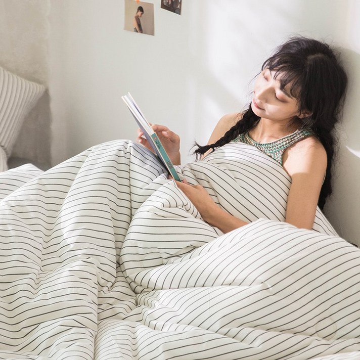 KURUA   부드러운 사계절 경전 스트라이프 먼지없는 차렵이불