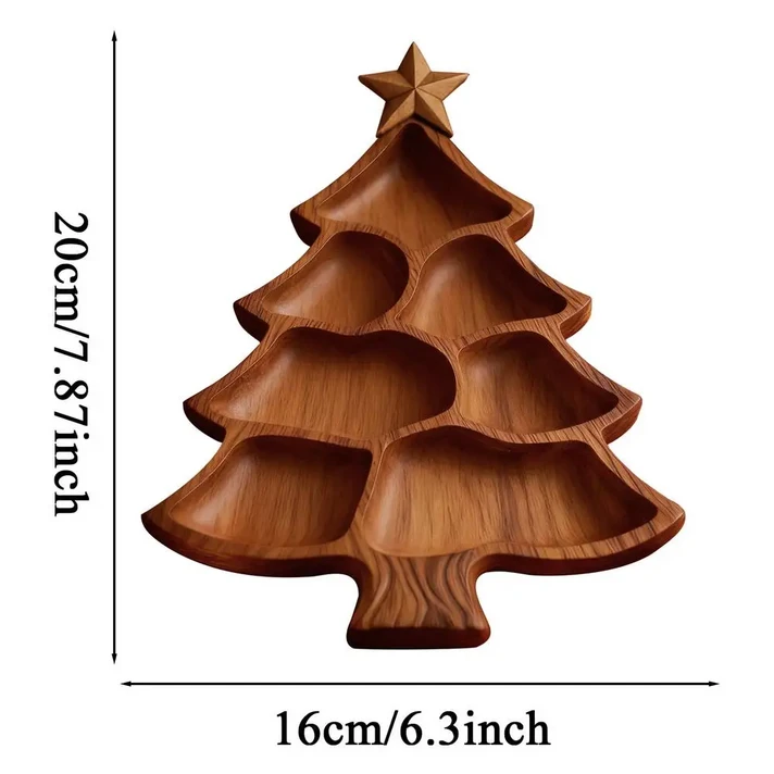 샤퀴테리 보드 크리스마스 트리 플래터 나무로 된 분리형 음식 트레이 서빙 치즈 캔디 스낵 과일 디저트