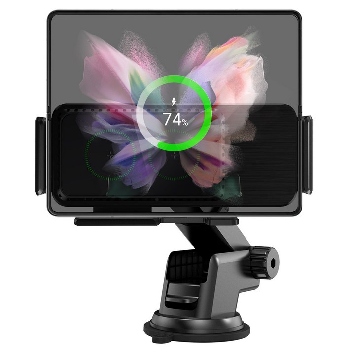 갤럭시폴드3 Z플립3 듀얼코일 와이드 15W 차량용 고속 무선충전 거치대 아이폰 맥세이프 폴더블폰