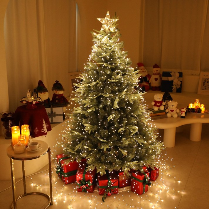 크리스마스트리 드레스 지네전구 20줄 800구  탑별, 1개, 드레스전구 20줄 그린선 웜