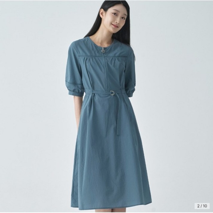 지센파격할인 여성 피어로즈 스트라이프 집업 핏 플레어 원피스 색상2종