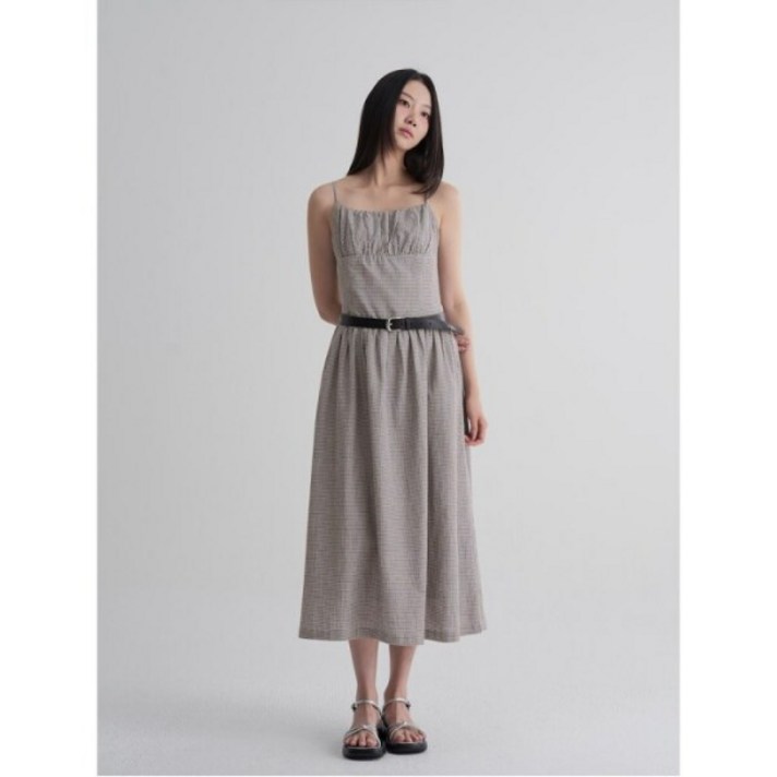 에잇세컨즈 체크 슬리브리스 롱 원피스 브라운 165771AY1D