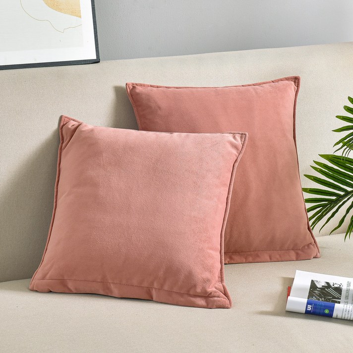 소하임 벨벳 소파쿠션 솜  커버 2p 세트, 인디핑크