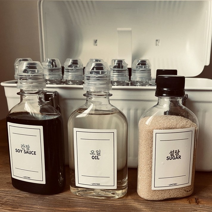 커브 16set 리미트리 캠핑양념통 런치박스 소스통 소스캡 간장통 간장병 감성
