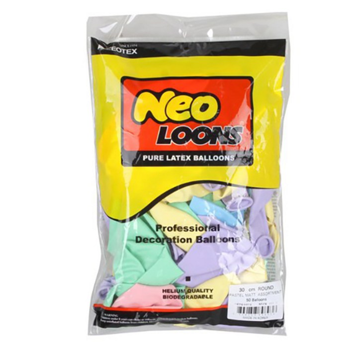 네오룬스 라운드 파스텔 매트 풍선 30cm x 50p, 5 colors Mix, 2개