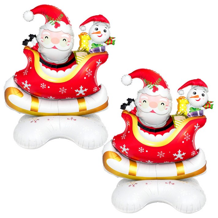 파티팡 크리스마스 XMAS 에어벌룬 싼타 썰매 대형 산타클로스 대형풍선 85cm110cm 2개입, 1세트