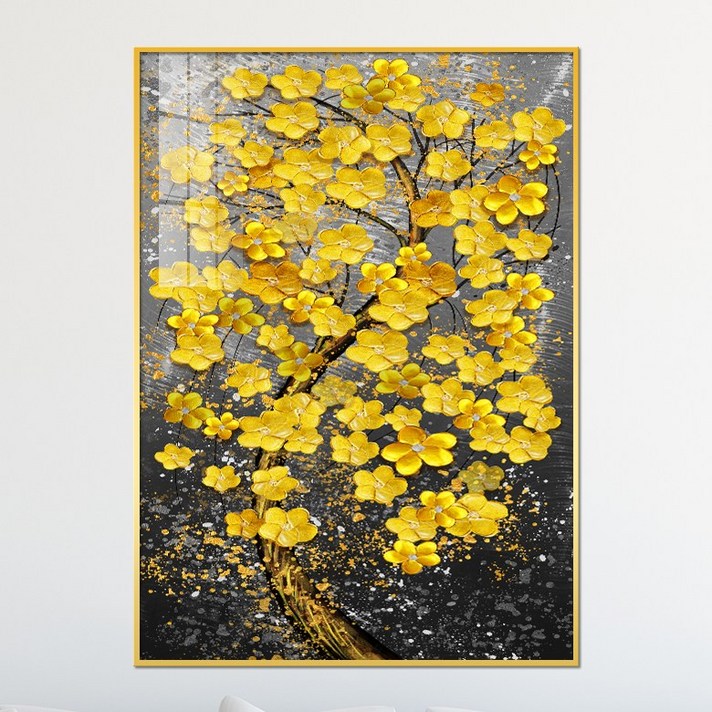 아트블루 돈 들어오는황금 꽃나무 식물 그림 풍수 인테리어 소품 액자