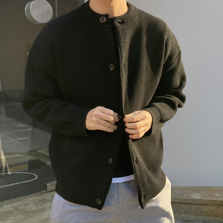 왓위웨어 남자 캐시미어 울 라운드 가디건 오버핏 하찌 프리미엄 니트 왓위웨어 남자 캐시미어 울 라운드 가디건 오버핏 하찌 프리미엄 니트