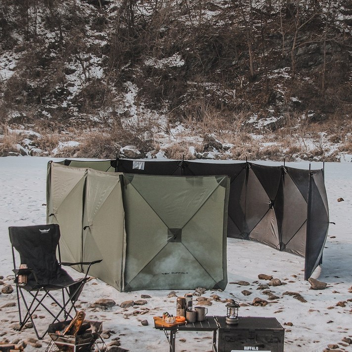버팔로 캠핑 5면 오토 윈드 스크린 원터치 바람막이, 5면오토윈드스크린블랙