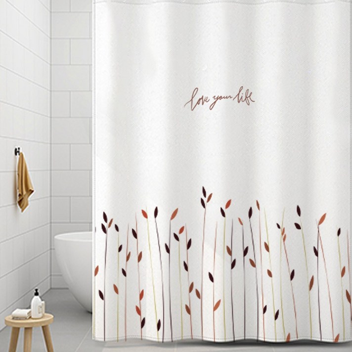 코팅블루 설치쉬운 무타공 방수 욕실 샤워커튼커튼링세트, 1세트, 19.갈대