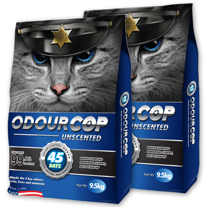 오더캅 언씬티드 벤토나이트 고양이 모래, 9.5kg, 2개, 무향