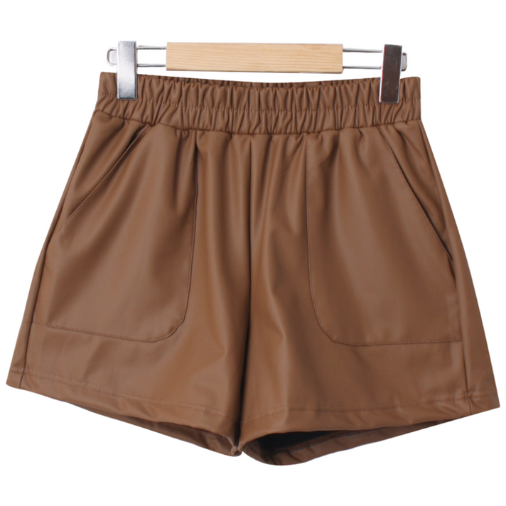 여성 겨울 레더 반바지 포켓 하프팬츠