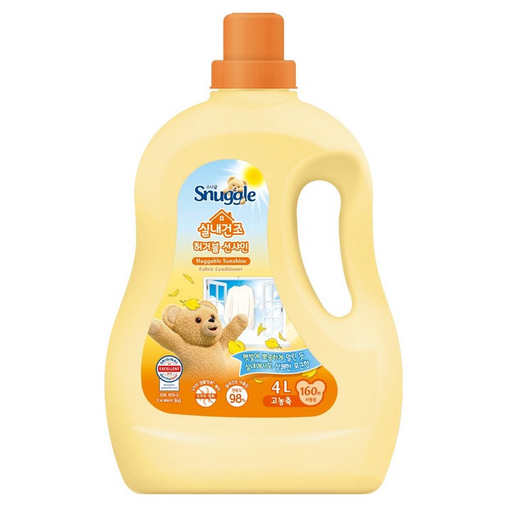 스너글 섬유유연제 햇빛건조향 허거블 선샤인 본품, 4L, 1개