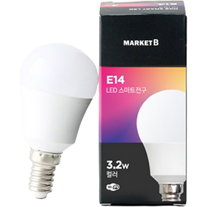 마켓비 E14 LED 블루투스 색상 조절 스마트 전구 3.2W 1732.8520