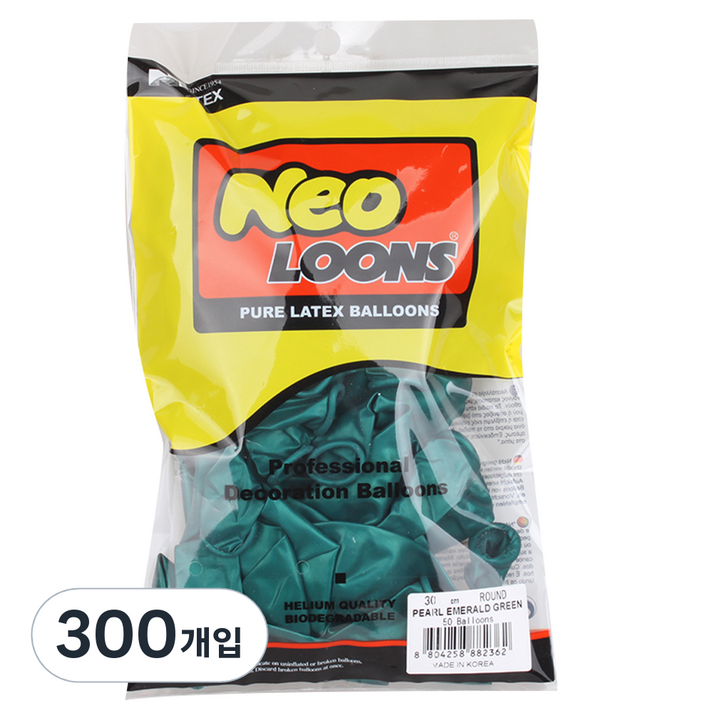 네오텍스 네오룬스 30 cm 라운드풍선 50p, 펄 에머랄드그린, 300개