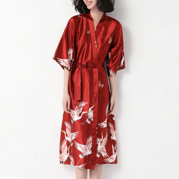 인아트 부드러운 실크 골프 롱 샤워 가운 XXL, 로브버건디, 1개