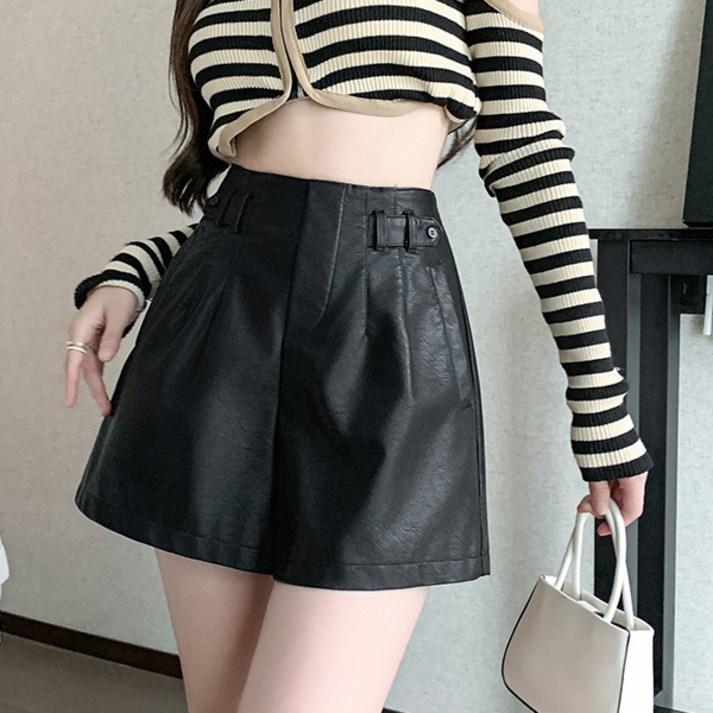 어썸풀 여성용 에버텐 레더 숏 팬츠 A25FP080508