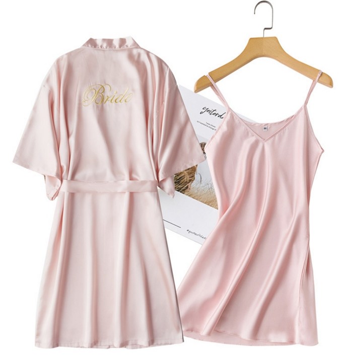 세련된 실크 웨딩 샤워가운  스커트 세트 M