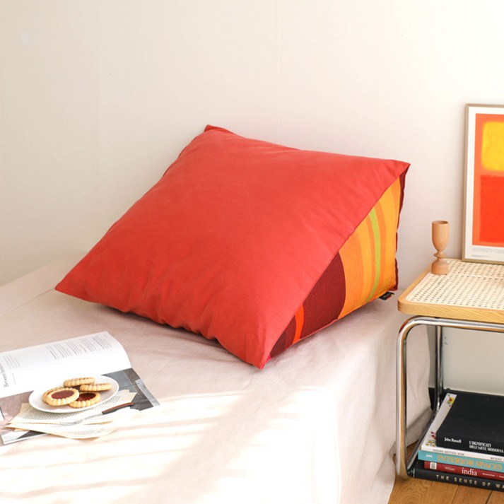 오리고 셔벗 삼각 등쿠션 솜포함, 오렌지