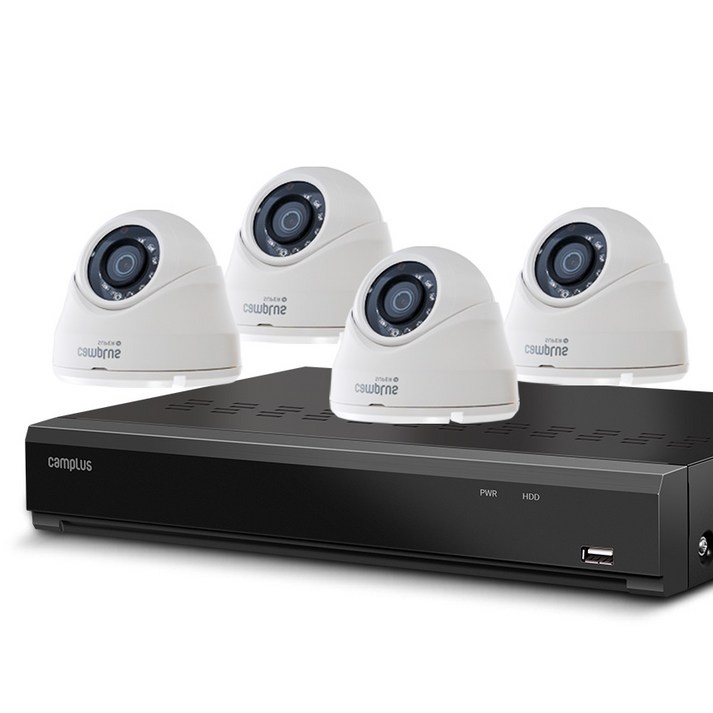 캠플러스cctv 캠플러스 200만화소 돔 CCTV 카메라 실내용 4p + 4채널 녹화기 세트